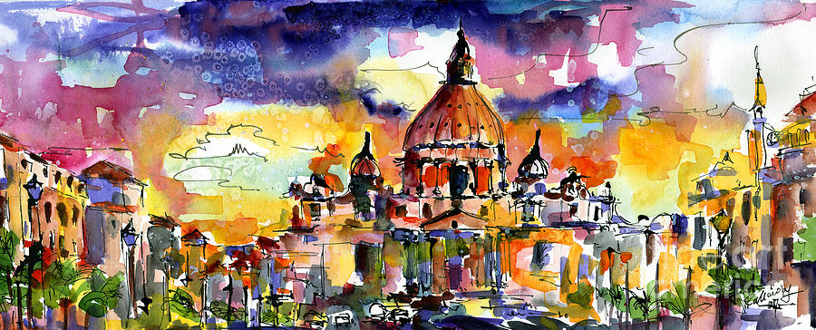 Saint Peter Basilica Rome Italy Painting by Ginette Callaway