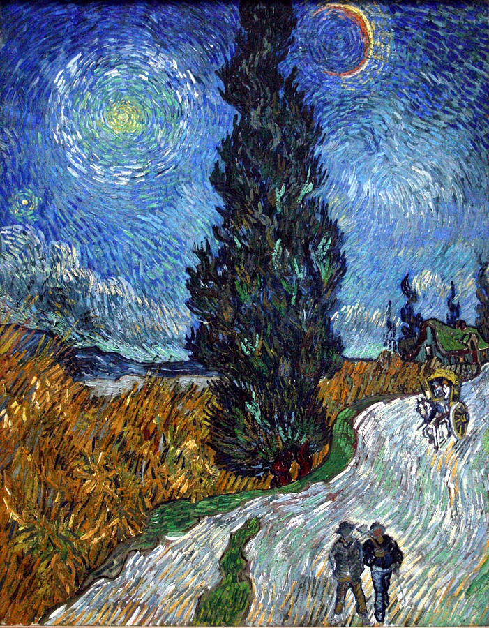 Saint-Remy Road With Cypress and Star Painting by Vincent Van Gogh