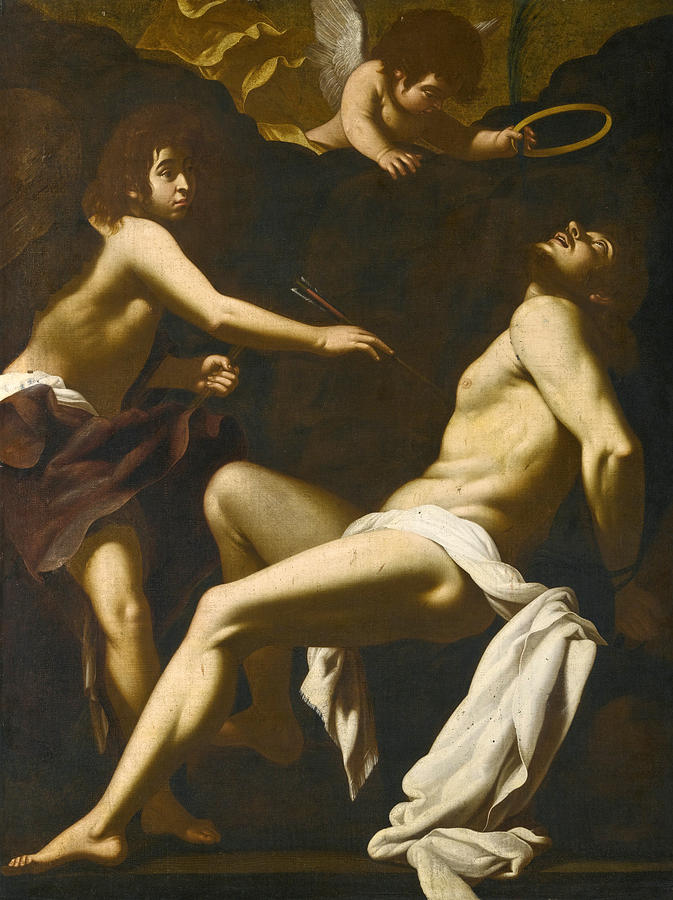 Saint Sebastian succoured by the angels Painting by Giovanni Baglione