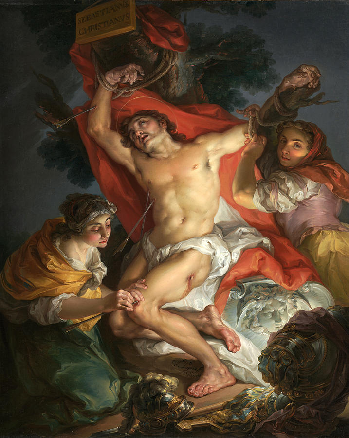 Saint Sebastian Tended by Saint Irene Painting by Vicente Lopez y Portana
