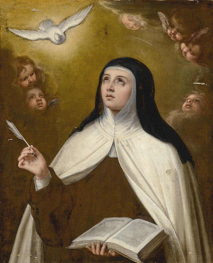 Saint Theresa surrounded by Angels Painting by Circle of Bartolome Esteban Murillo