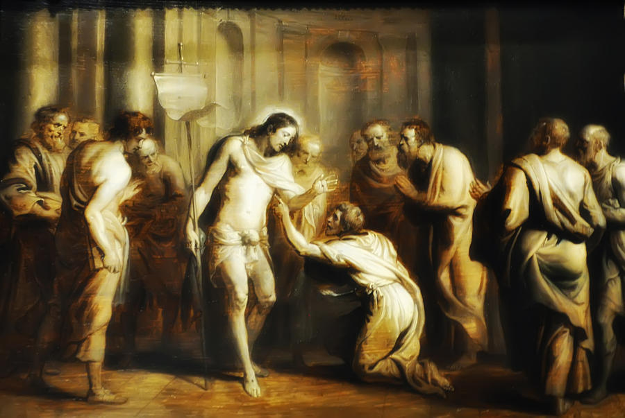 Easter Digital Art - Saint Thomas Touching Christs Wounds by Bill Cannon
