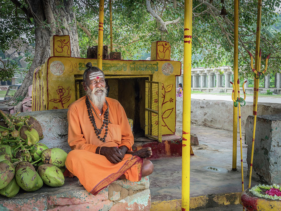 Saint wearing saffron robes. Photograph by Usha Peddamatham