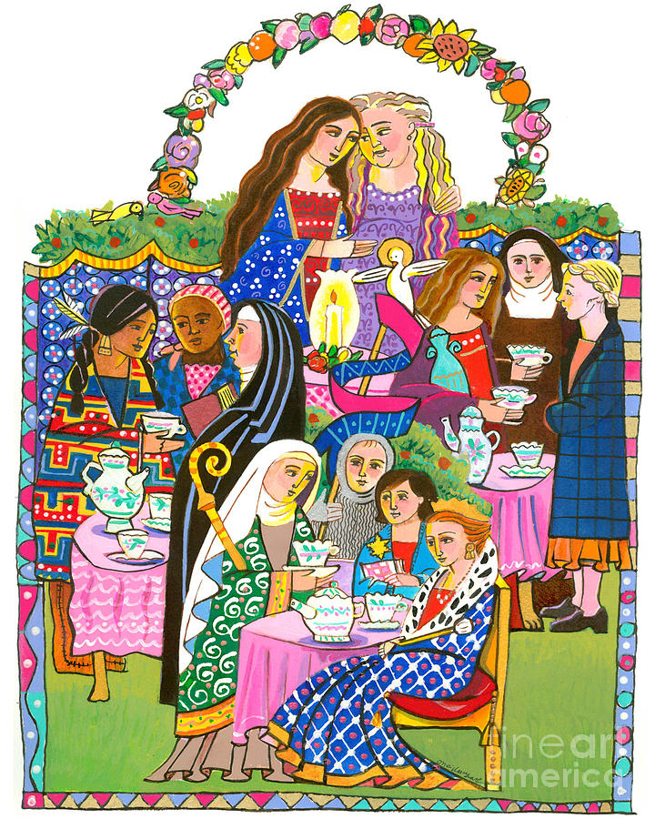 Saintly Tea Party - MMSTP Painting by Br Mickey McGrath OSFS