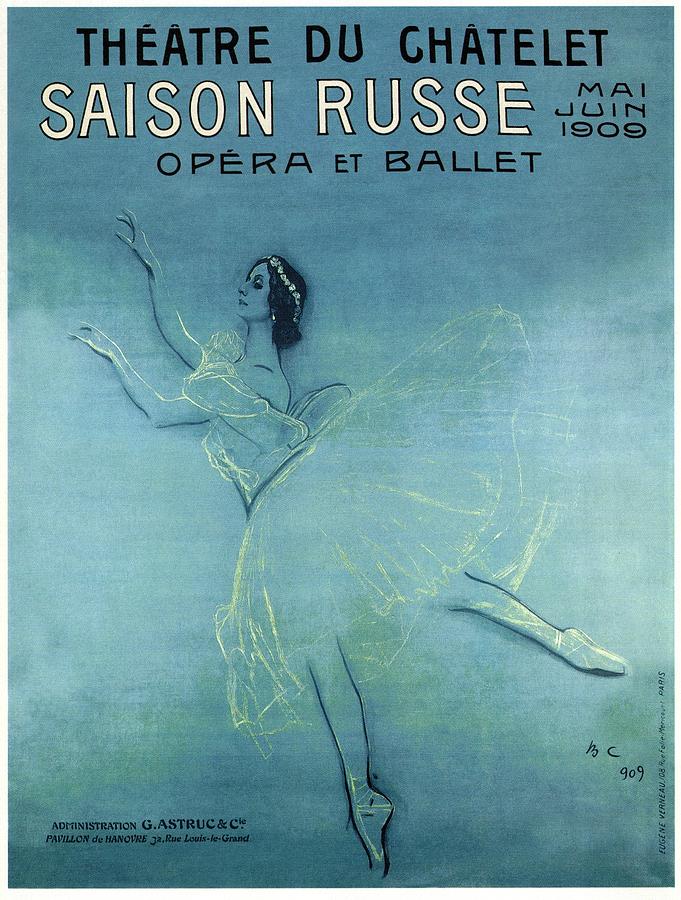 Vintage Photograph - Saison Russe - Opera and Ballet - Theatre 1909 - Retro travel Poster - Vintage Poster by Studio Grafiikka
