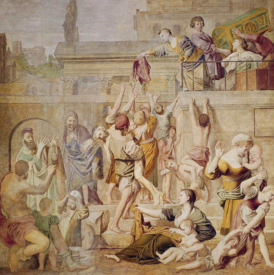 Domenichino Painting - Saitn Cecilia Distributing Alms by Domenichino