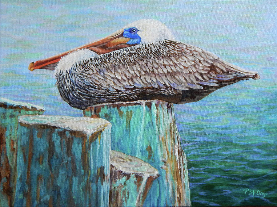 Pelican Painting - Sittin On the Dock of the Bay by Pat St Onge