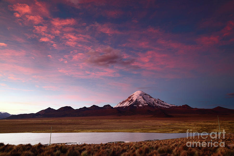 Sajama Volcano and Altiplano at Sunset Bolivia Photograph by James Brunker