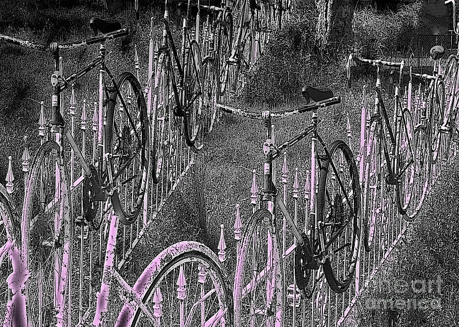 Salado / Bicycles on the Fence  Digital Art by Elizabeth McTaggart