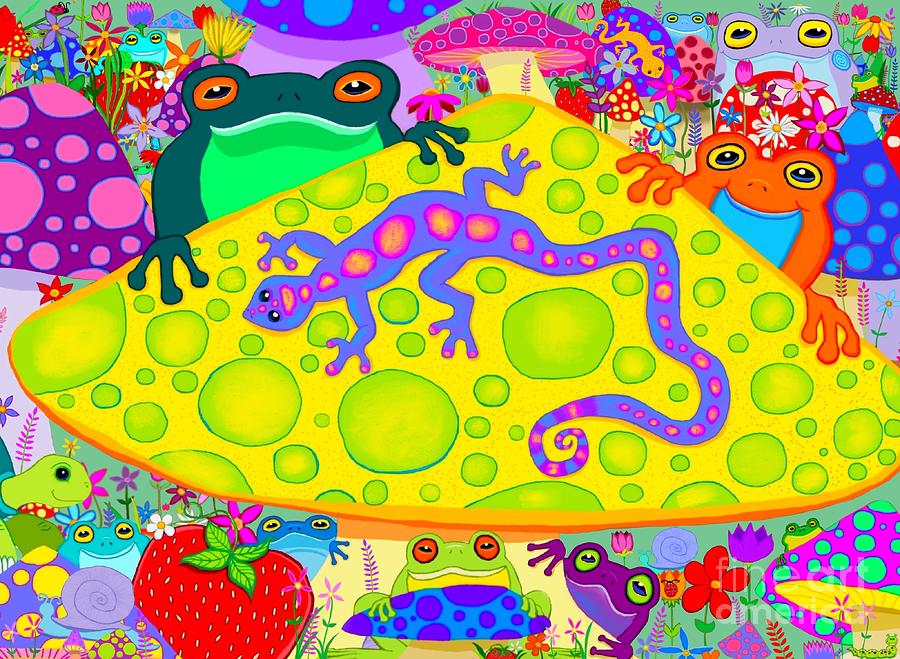 Salamander and Froggies  Digital Art by Nick Gustafson