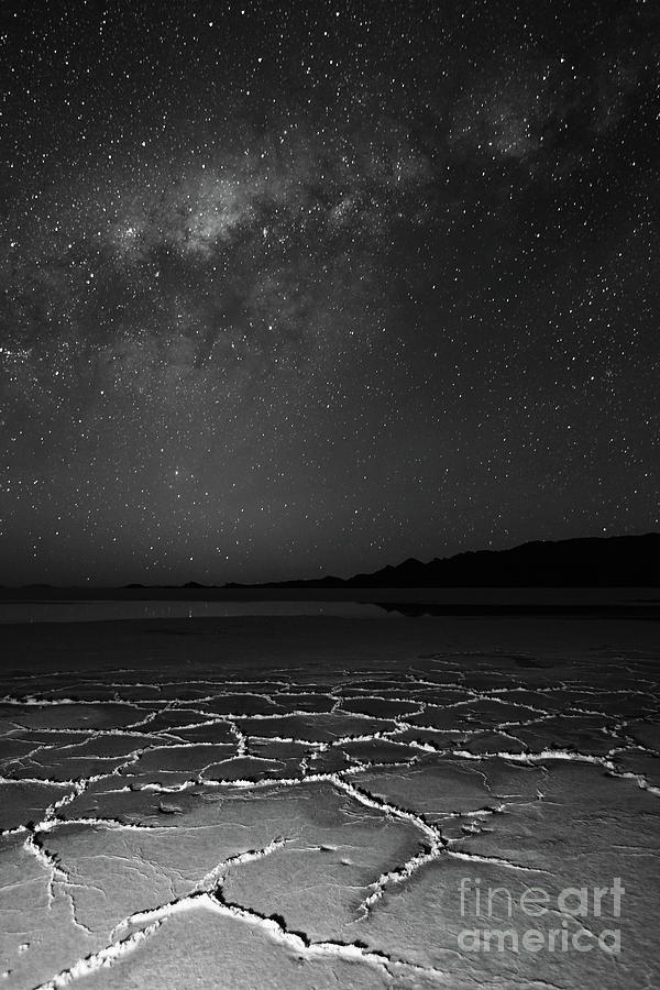 Salar de Uyuni Textures and Milky Way in Black and White Bolivia Photograph by James Brunker