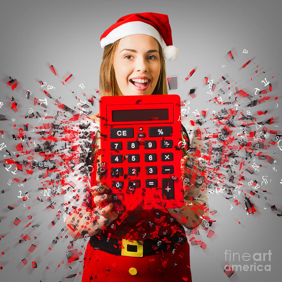 Sale assistant with christmas discount Photograph by Jorgo Photography