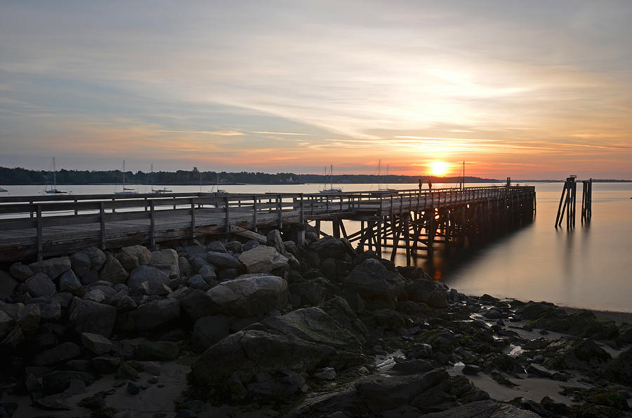 Salem Willows Pier at Sunrise Long Exposure Photograph by Toby McGuire