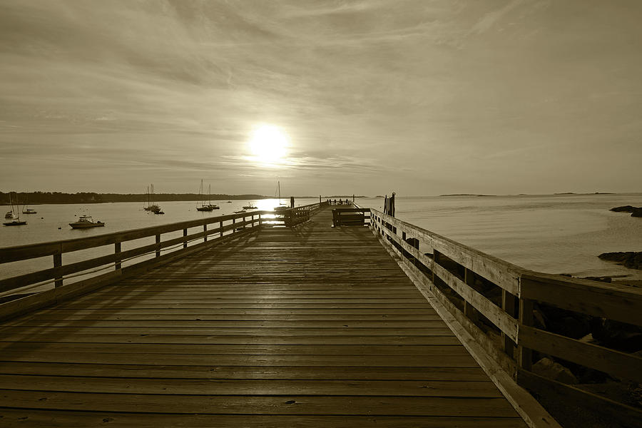 Salem Willows Pier at Sunrise Sepia Photograph by Toby McGuire