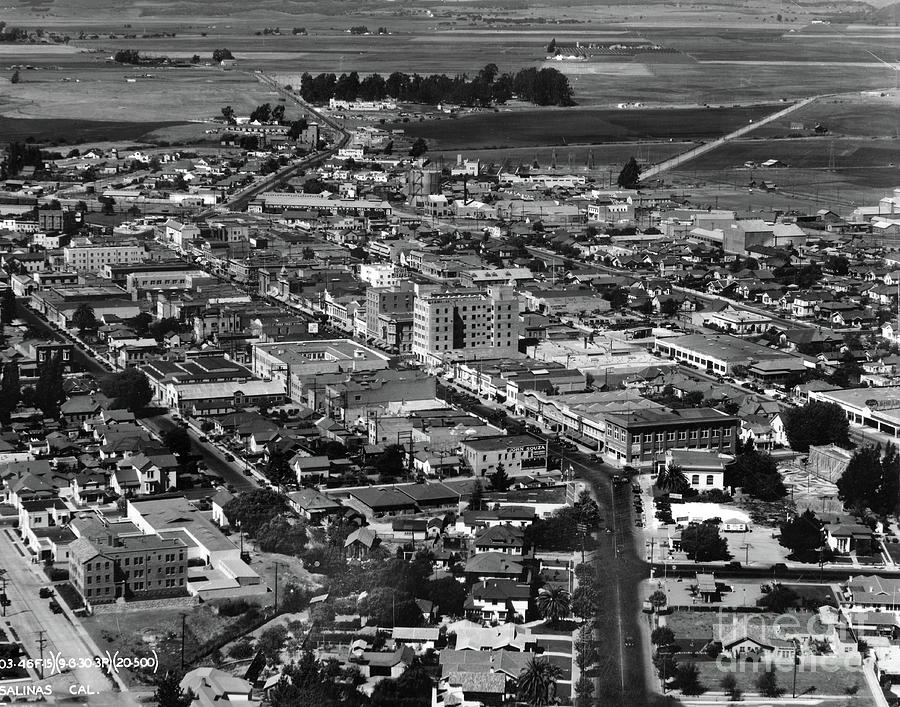 Salinas Photograph - Salinas Downtown Aerial Sept 1930 by Monterey County Historical Society