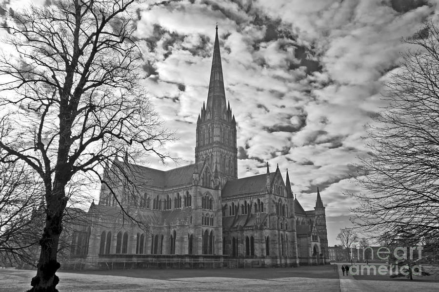 Salisbury Cathedral in Monochrome Photograph by Terri Waters