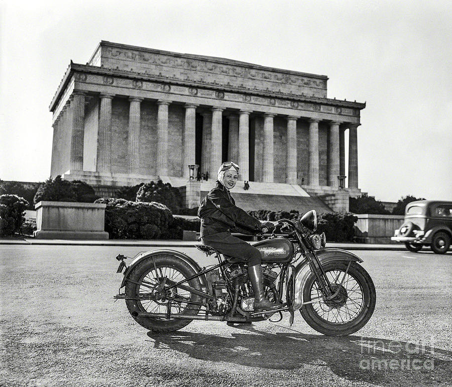 Sally Halterman - First Woman to be Granted a License to Operate a Motorcycle  Photograph by Doc Braham