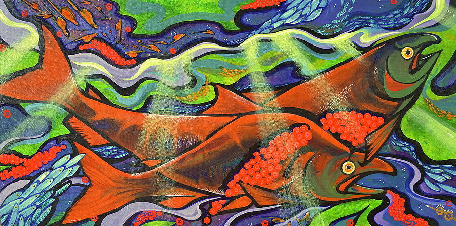 Salmon Are Sacred Painting by Crystal Charlotte Easton