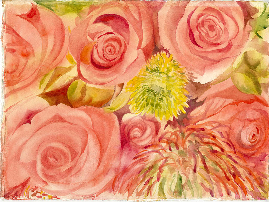 Salmon Colored Roses Painting By Ileana Carreno Fine Art America