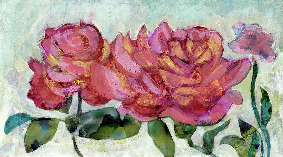 Salmon Colored Roses Painting by Julie Maas
