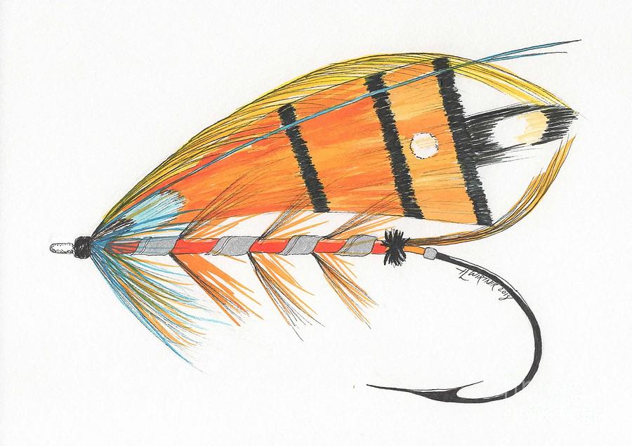 Salmon Flies 1 -Vintage Fishing Flies Illustration Metal Print by