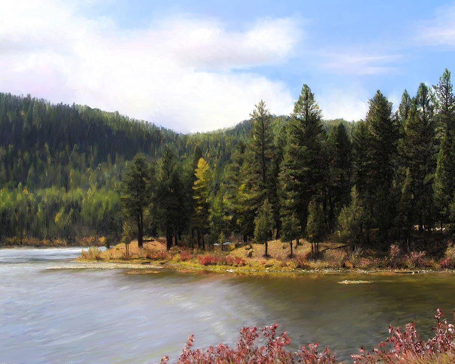 Salmon Lake Montana Painting by Susan Kinney