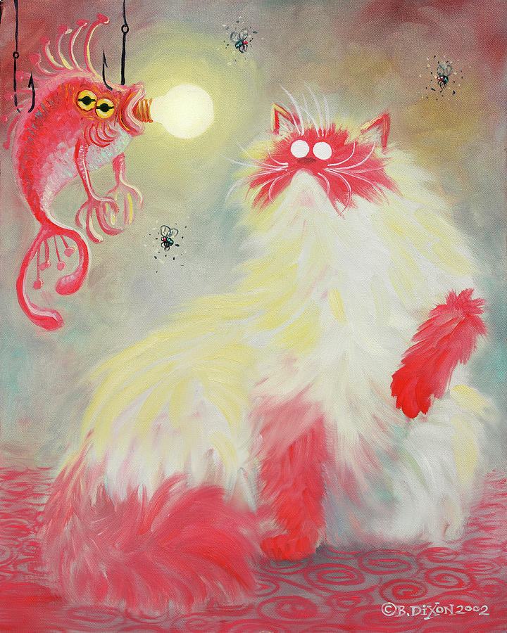Cat Painting - Salmon Pastel by Baron Dixon
