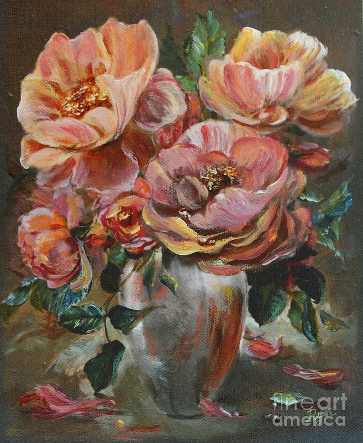 Salmon Rose Painting by Ryn Shell