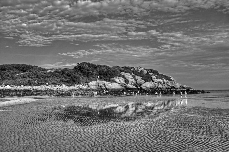 Salt Island off of Good Harbor Beach Gloucester MA Reflection Black and White Photograph by Toby McGuire