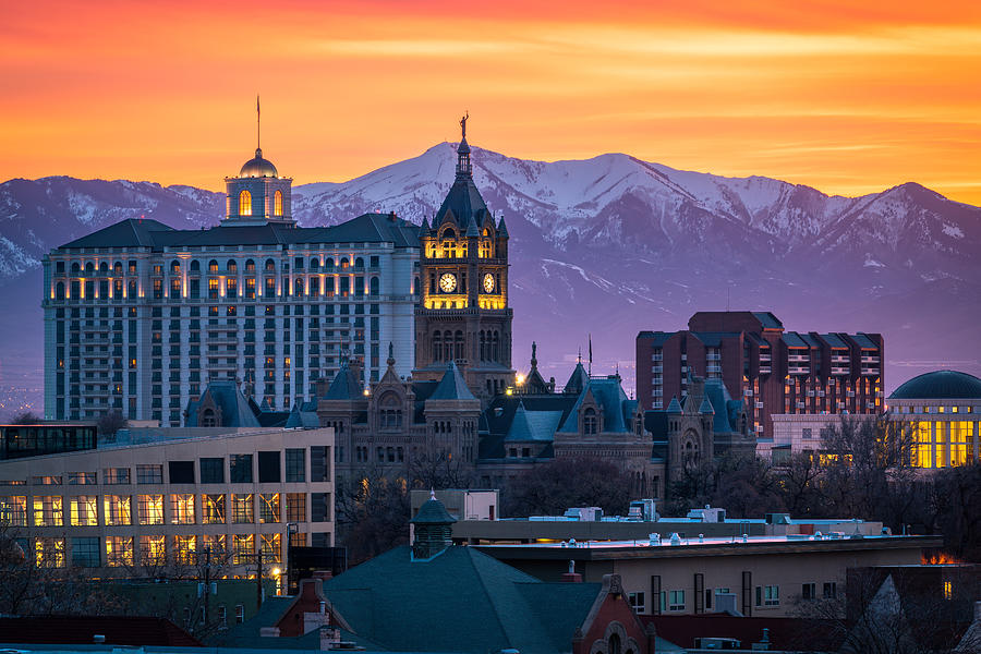 Salt Lake City Hall At Sunset Photograph