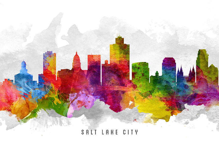 Salt Lake City Painting - Salt Lake City Utah Cityscape 13 by Aged Pixel