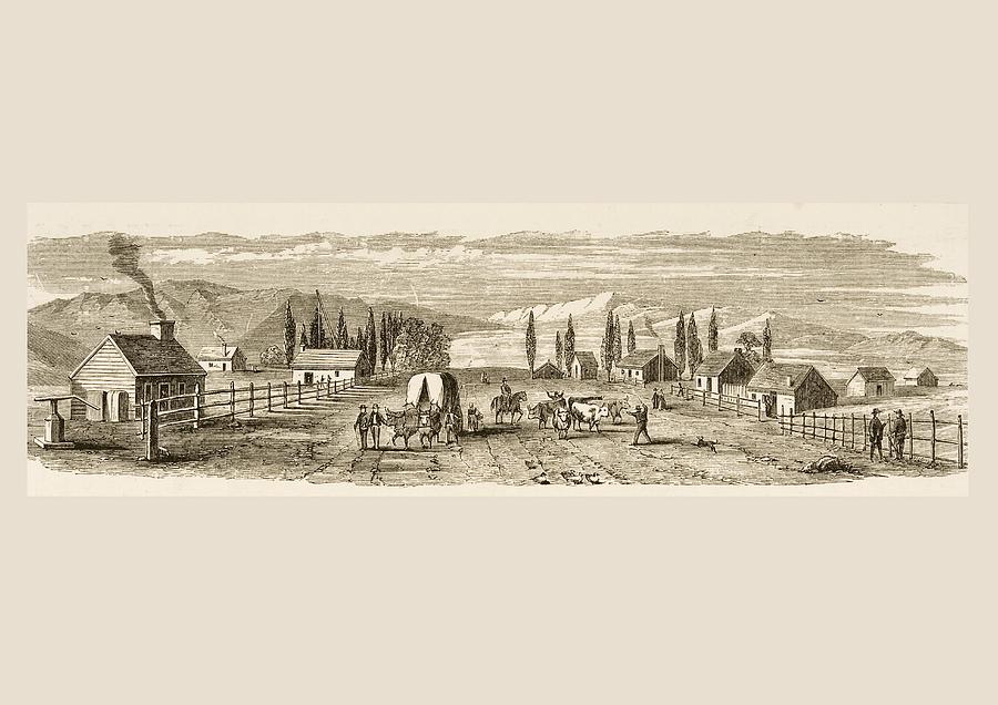 Salt Lake City Utah In 1850. From Drawing by Vintage Design Pics | Fine ...