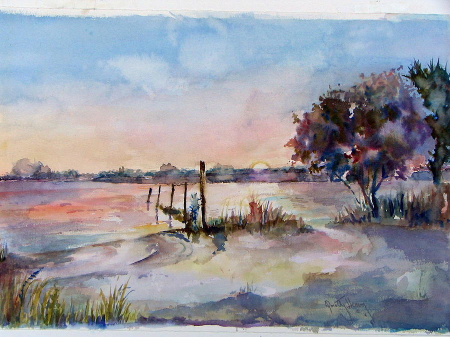 Sunset Painting - Salt Lake by Dorothy Herron