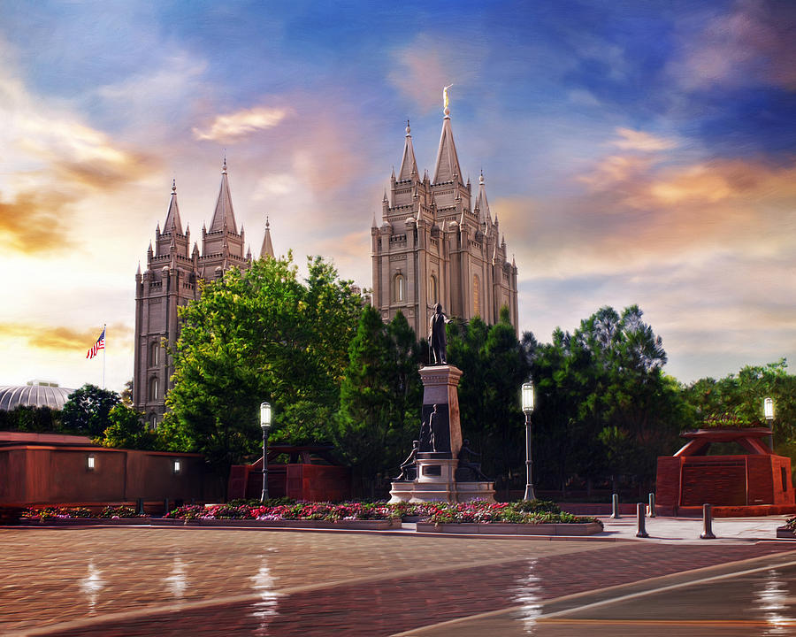 Salt Lake Painting - Salt Lake Temple - After the Storm by Brent Borup Salt Lake Painting - Salt Lake Temple - After the Storm by Brent Borup