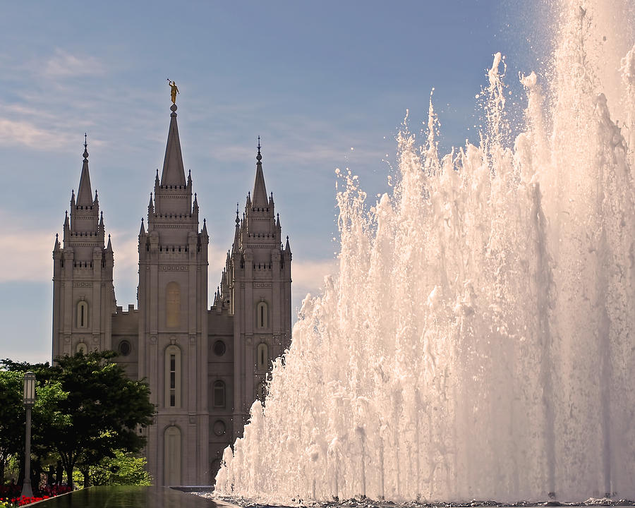 Salt Lake Temple and Fountain Photograph by Rona Black