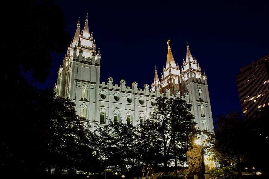 Salt Lake Temple at Night Photograph by K Bradley Washburn