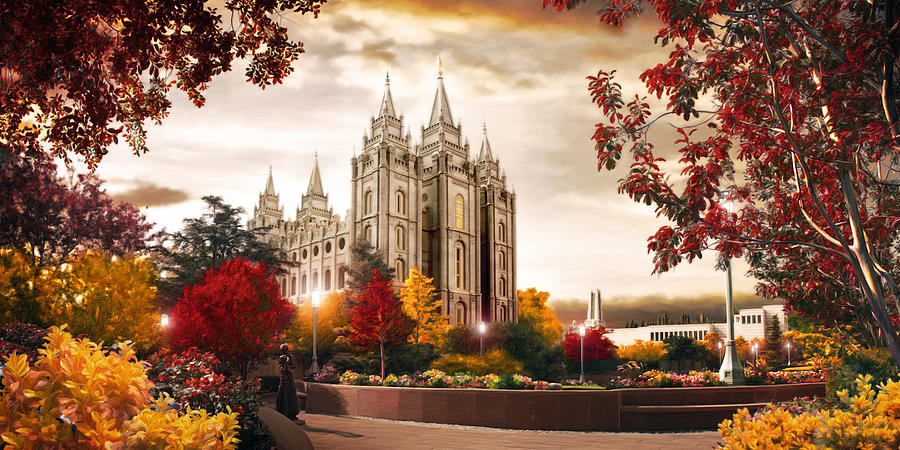 Salt Lake Painting - Salt Lake Temple - Autumn by Brent Borup