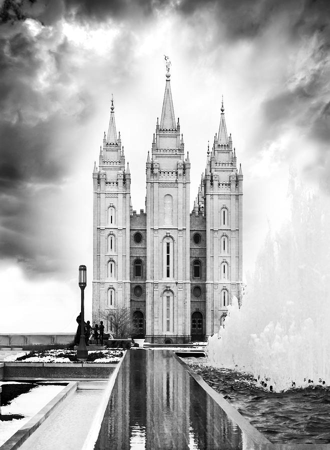 Salt Lake Temple Photograph - Salt Lake Temple Modern Storm by Priscilla Briggs