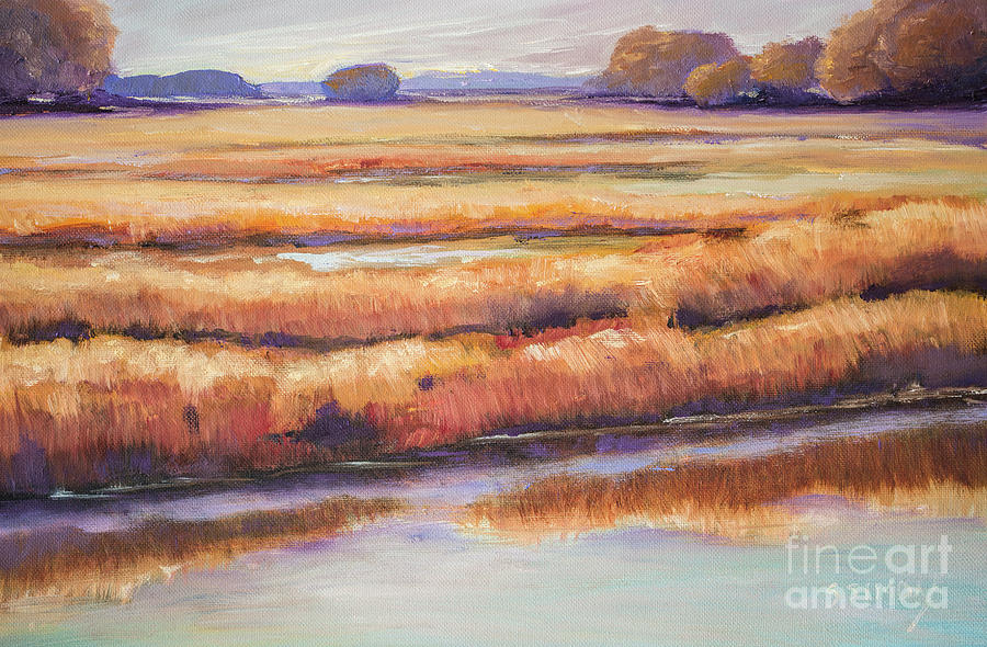 Salt Marsh In Autumn  Painting by Sally Simon