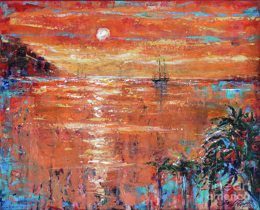 Salt Plage Sunset Painting by Linda Olsen