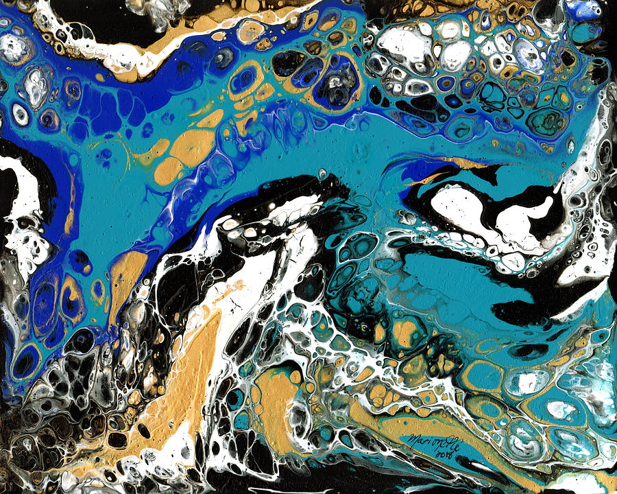 Acrylic Pours Painting - Salt Water by Marionette Taboniar