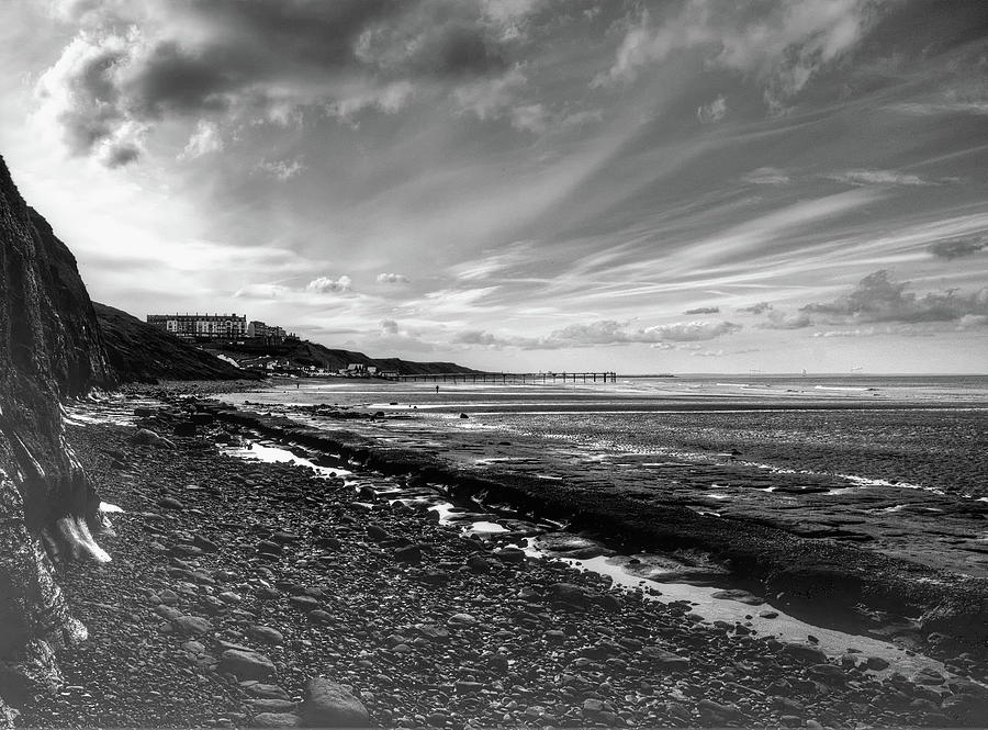 Saltburn from the Cliffs Monochrome Photograph by Jeff Townsend