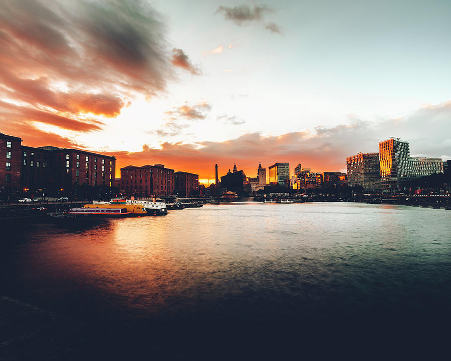 Sunset Photograph - Salthouse Dock Liverpool by Chris Law AKA Snackophagus