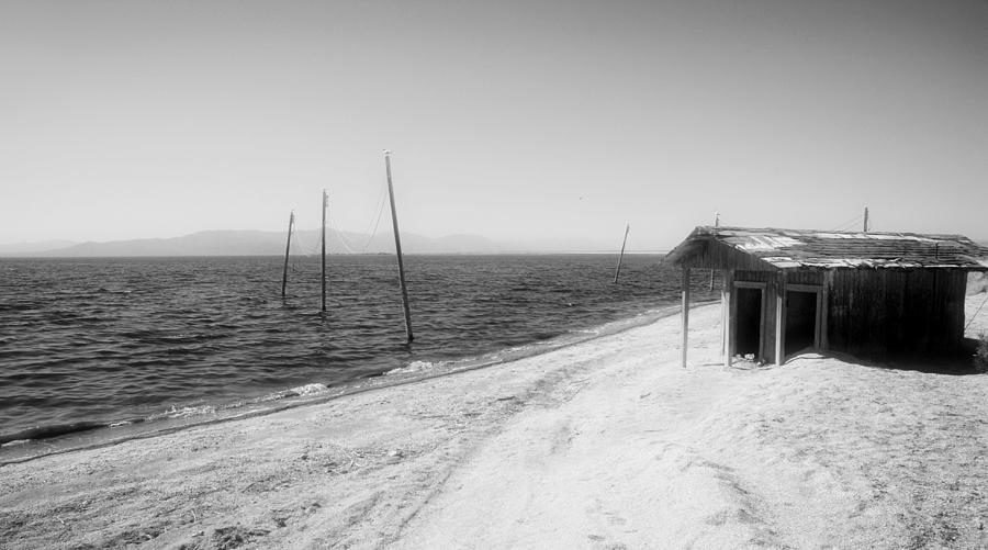Black And White Photograph - Salton Shack by Wayne Stadler
