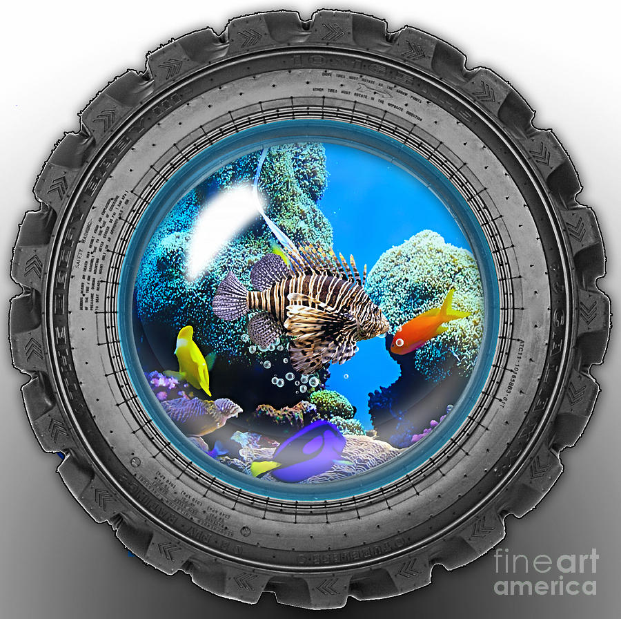 Saltwater Tire Aquarium Mixed Media by Marvin Blaine