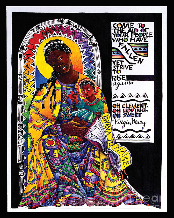 Salamu Maria Hail Mary in Swahili - MMSAM Painting by Br Mickey McGrath OSFS