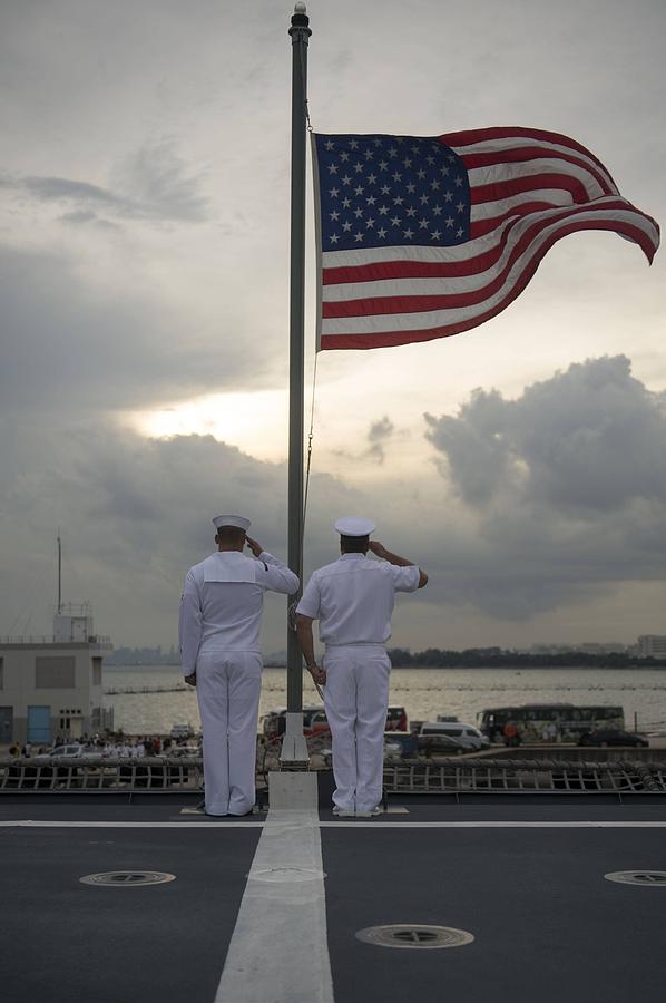 salute the American flag Painting by Celestial Images - Fine Art America