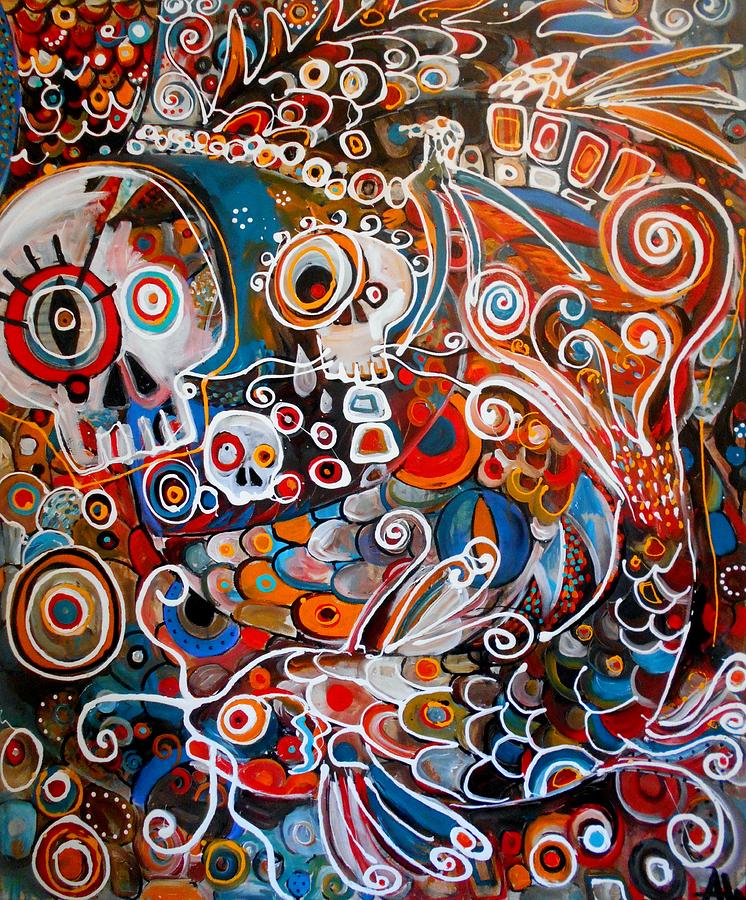 Abstract Painting - Salvador and the giant Koi by Angie Wright