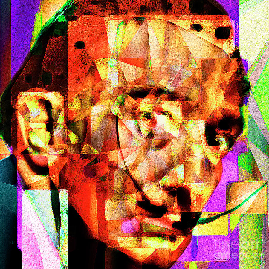 Celebrity Photograph - Salvador Dali in Abstract Cubism 20170401 square by Wingsdomain Art and Photography