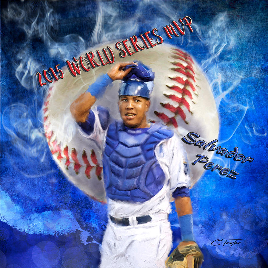 Salvador Perez 2015 World Series MVP Painting by Colleen Taylor